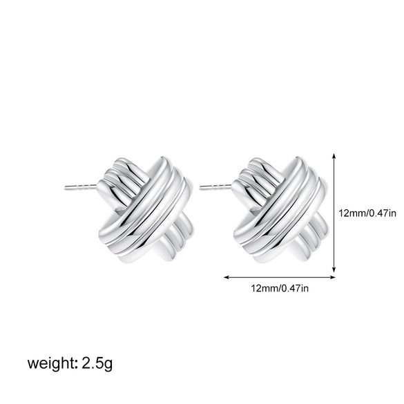 Women's Minimalist Geometric Copper Earrings With Electroplating And Irregular Double Ring Coil Winding Design