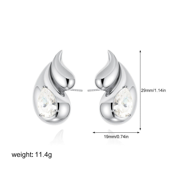 Women's Minimalist Geometric Copper Earrings With Electroplating And Irregular Double Ring Coil Winding Design