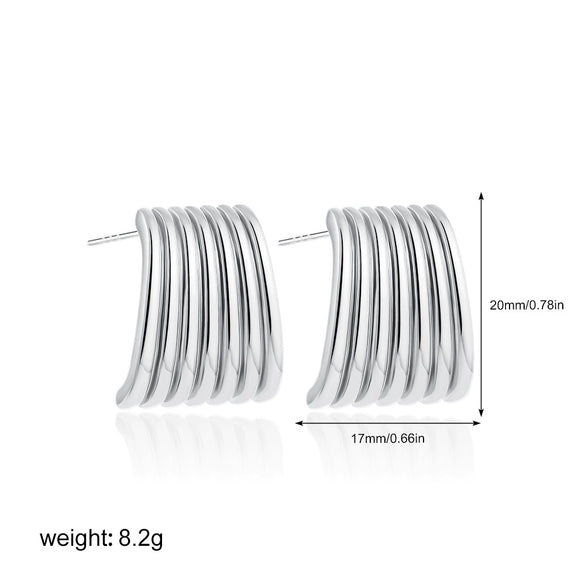 Women's Minimalist Geometric Copper Earrings With Electroplating And Irregular Double Ring Coil Winding Design