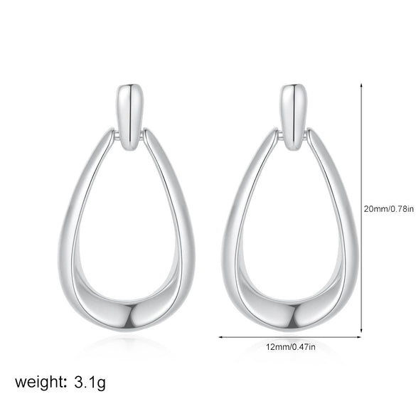 Women's Minimalist Geometric Copper Earrings With Electroplating And Irregular Double Ring Coil Winding Design
