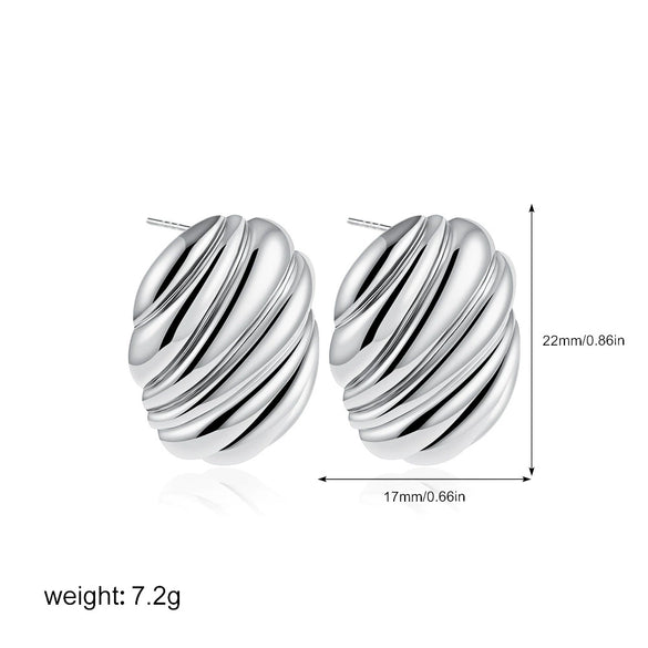 Women's Minimalist Geometric Copper Earrings With Electroplating And Irregular Double Ring Coil Winding Design