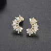 Women's Minimalist Geometric Copper Earrings With Zircon Inlay And Electroplated Finish Fashion Jewelry Gift
