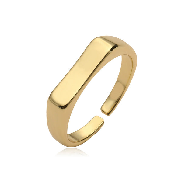 Women's Minimalist Geometric Copper 18K Gold Plated Open Ring Micropaved
