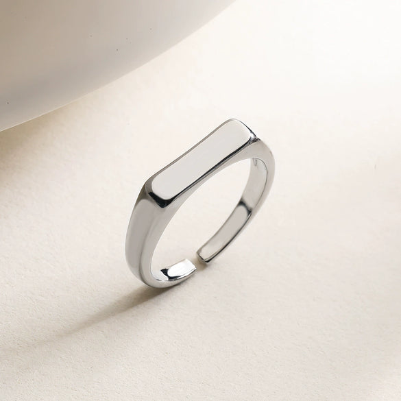 Women's Minimalist Geometric Copper 18K Gold Plated Open Ring Micropaved