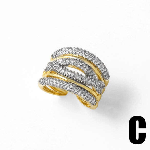 Women's Minimalist Geometric Copper Opening Ring Electroplated With Gold