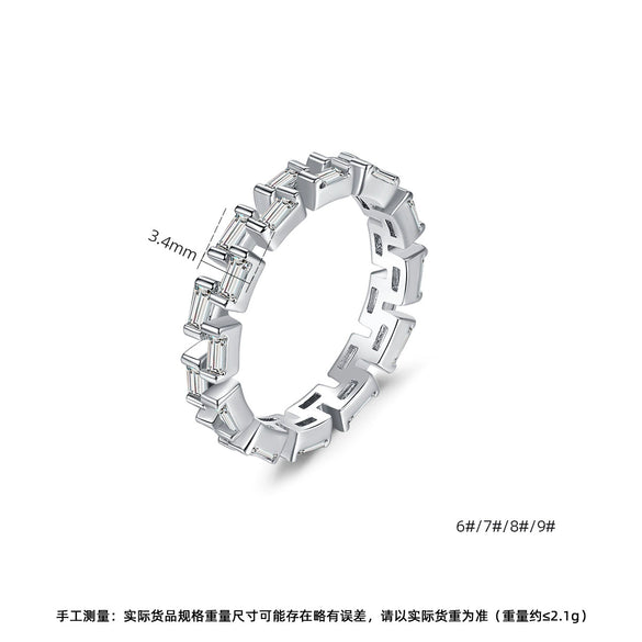 Women's Minimalist Geometric Copper Ring With Inlaid Zircon And Electroplated Finish Fashion Jewelry