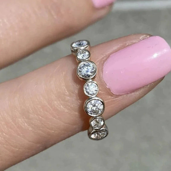 Women's Minimalist Geometric Copper Ring With Zircon