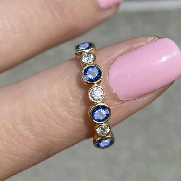 Women's Minimalist Geometric Copper Ring With Zircon
