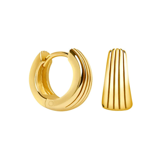 Women's Minimalist Geometric Hoop Ear Cuffs With Silver Needle And Copper Electroplated Striped Retro Metal Design