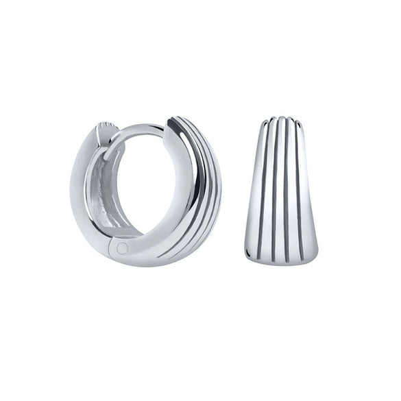 Women's Minimalist Geometric Hoop Ear Cuffs With Silver Needle And Copper Electroplated Striped Retro Metal Design