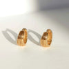 Women's Minimalist Geometric Hoop Ear Cuffs With Silver Needle And Copper Electroplated Striped Retro Metal Design