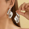Women's Minimalist Geometric Leaf Earrings Electroplated Iron Flower Studs With Stainless Steel Posts