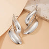 Women's Minimalist Geometric Leaf Earrings Electroplated Iron Flower Studs With Stainless Steel Posts