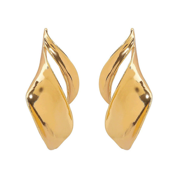 Women's Minimalist Geometric Leaf Earrings Electroplated Iron Flower Studs With Stainless Steel Posts
