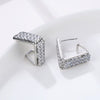 Women's Minimalist Geometric Metal Earrings With Aaa Zircon Claw Setting Electroplated Fashion Jewelry