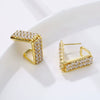 Women's Minimalist Geometric Metal Earrings With Aaa Zircon Claw Setting Electroplated Fashion Jewelry