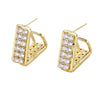 Women's Minimalist Geometric Metal Earrings With Aaa Zircon Claw Setting Electroplated Fashion Jewelry