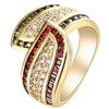 Women's Minimalist Geometric Metal Gem Ring With Olivine Garnet And White Topaz Electroplated Fashion Jewelry