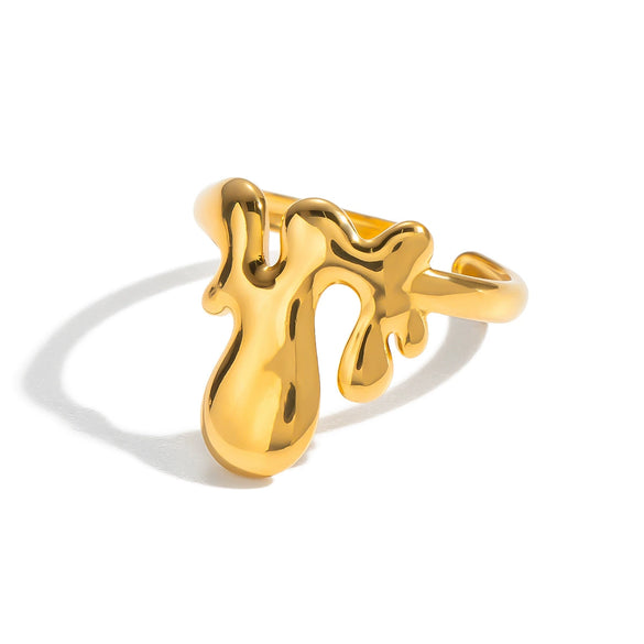 Women's Minimalist Geometric Open Ring Stainless Steel With Pvd Vacuum Gold Plating And Exquisite Unique Jewelry Design