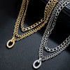 Women's Minimalist Geometric Oval Pendant Layered Aluminum Chain Necklace With Electroplated Finish