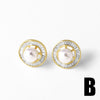 Women's Minimalist Geometric Pearl Shell Copper Gold Plated Zircon Earrings