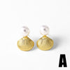 Women's Minimalist Geometric Pearl Shell Copper Gold Plated Zircon Earrings