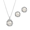 Women's Minimalist Geometric Pendant Necklace And Earring Set With Imitation Pearl And Yew Wood Electroplated Gold Tone Old Money Style Jewelry