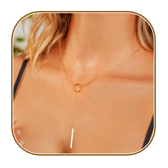 Women's Minimalist Geometric Round Copper Necklace With Regular Chain Electroplated Simple Fashion Clavicle Chain