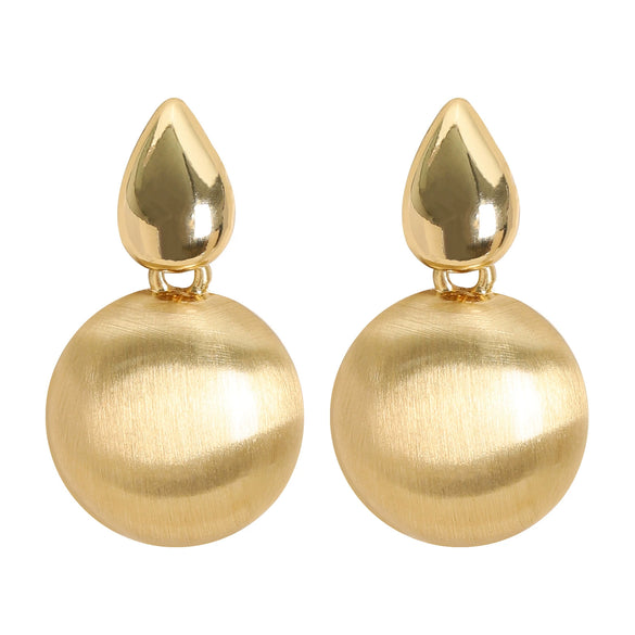 Women's Minimalist Geometric Round Metal Stud Earrings With Handbrushed Finish And Copper Posts Refined Fashion Jewelry