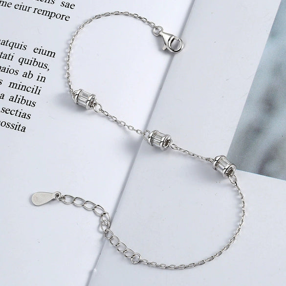 Women's Minimalist Geometric S925 Sterling Silver Bracelet Simple Electroplated Fashion Hand Jewelry