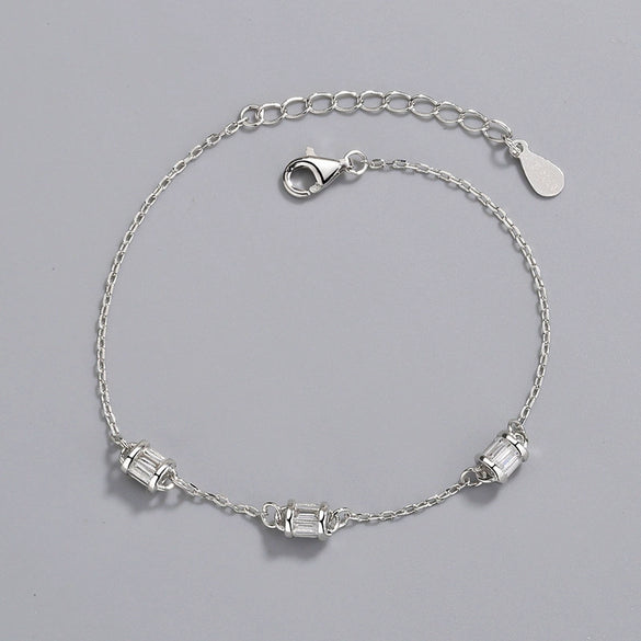 Women's Minimalist Geometric S925 Sterling Silver Bracelet Simple Electroplated Fashion Hand Jewelry