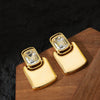 Women's Minimalist Geometric Square Metal Earrings With Goldplated Finish And Elegant Business Style