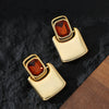 Women's Minimalist Geometric Square Metal Earrings With Goldplated Finish And Elegant Business Style