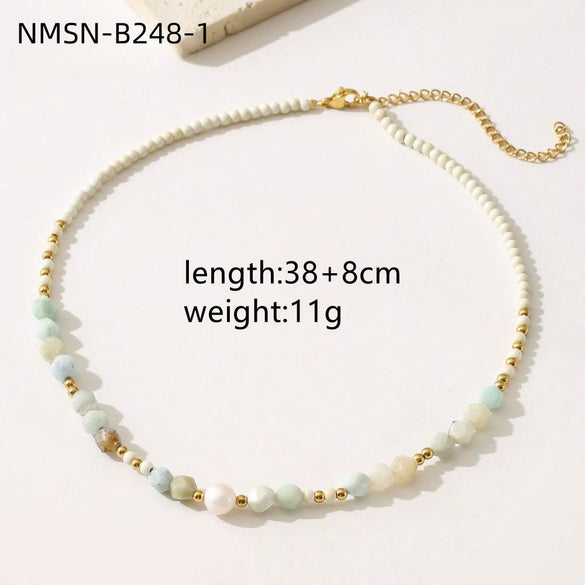 Women's Minimalist Geometric Stainless Steel And 18K Gold Necklace With Electroplating
