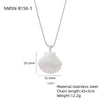 Women's Minimalist Geometric Stainless Steel And Pearl Marine Shell Necklace Pendant With Electroplating