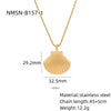 Women's Minimalist Geometric Stainless Steel And Pearl Marine Shell Necklace Pendant With Electroplating