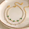 Women's Minimalist Geometric Stainless Steel Bracelet With Zircon And Rhinestone Accents And An Electroplated Finish