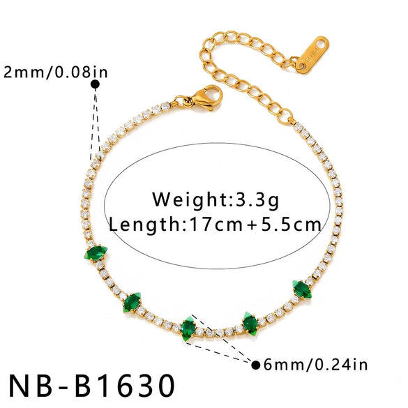 Women's Minimalist Geometric Stainless Steel Bracelet With Zircon And Rhinestone Accents And An Electroplated Finish