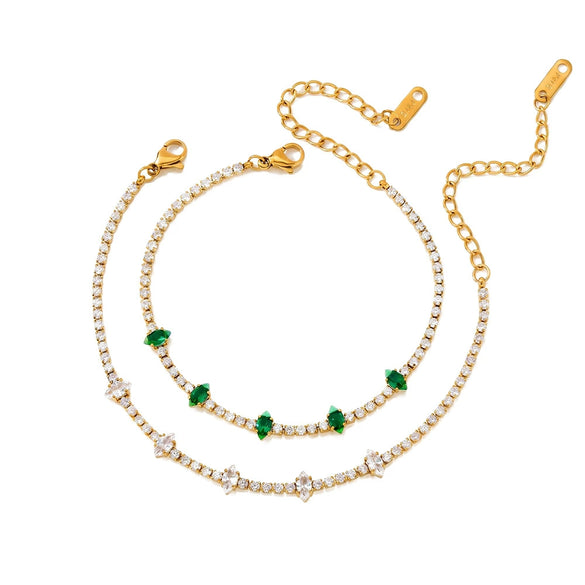Women's Minimalist Geometric Stainless Steel Bracelet With Zircon And Rhinestone Accents And An Electroplated Finish