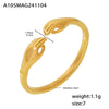 Women's Minimalist Geometric 316L Stainless Steel Pvd Gold Plated Opening Adjustable Finger Ring