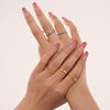 Women's Minimalist Geometric 316L Stainless Steel Pvd Gold Plated Opening Adjustable Finger Ring