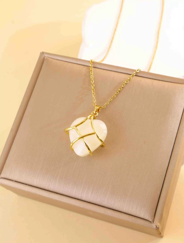 Women's Minimalist Geometric Titanium Steel Necklace With Copper Pendant And Cross Chain Real Gold Plated