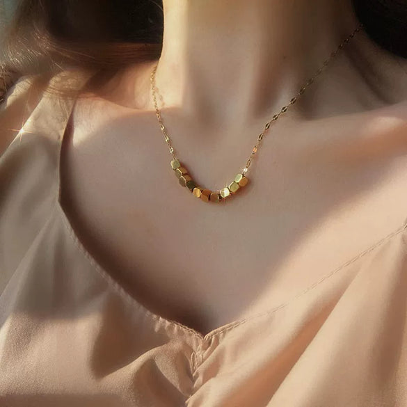 Women's Minimalist Geometric Titanium Steel Necklace With Square Pendant Simple Fashion Clavicle Chain