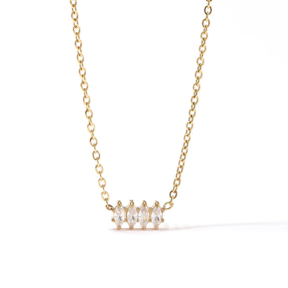 Women's Minimalist Geometric Titanium Steel O Chain Diamond Necklace With Horse Eye Zircon And Electroplating