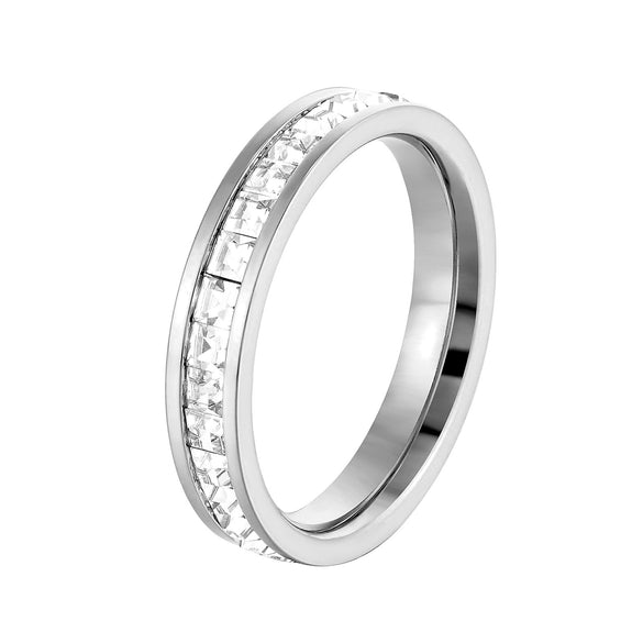 Women's Minimalist Geometric Titanium Steel Ring With Single Row Inlay Electroplated Simple Fashion Band
