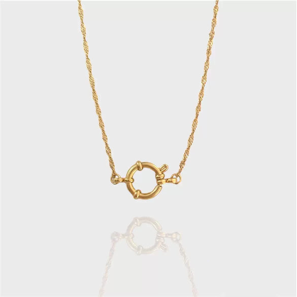 Women's Minimalist Geometric Titanium Steel Spring Buckle Open Ring Removable Basic Chain With 18K Real Gold Furnace Vacuum Plating