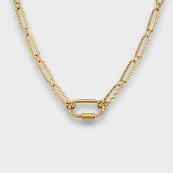 Women's Minimalist Geometric Titanium Steel Spring Buckle Open Ring Removable Basic Chain With 18K Real Gold Furnace Vacuum Plating