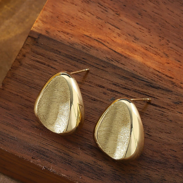 Women's Minimalist Geometric Triangle Stud Earrings In Metal With Copper Posts And Ecofriendly Plating For An Understated Modern Look