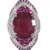 Women's Minimalist Geometric U Shaped Metal Ring With Inlaid Ruby And Diamond Style Exaggerated Fashion Jewelry