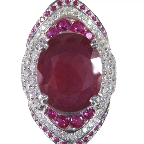 Women's Minimalist Geometric U Shaped Metal Ring With Inlaid Ruby And Diamond Style Exaggerated Fashion Jewelry